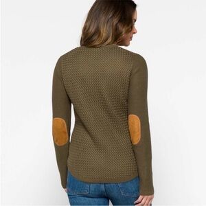 Lety & Me | Josie Elbow Patch Olive Green Textured Pullover Sweater Size Medium